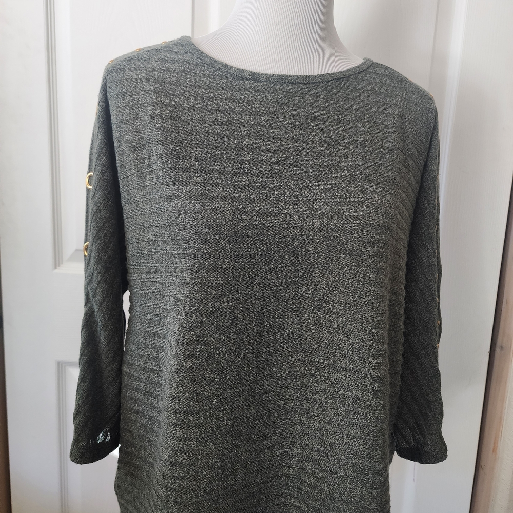 Women's Olive  Green Blouse with Gold Accents